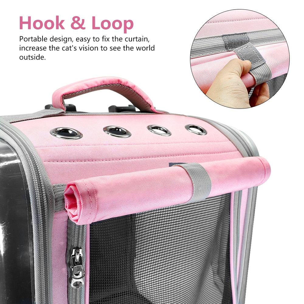 Breathable Cat Backpack Large Capacity Puppy Dog Transparent Carrying Bag Outdoor Travel Portable Pet Carrier Cats Shoulders Bag